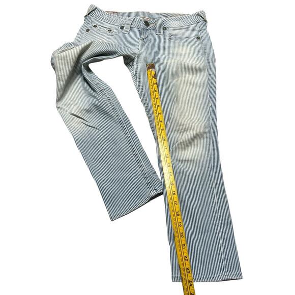 Vintage True Religion Women’s Lizzy Pinstripe Capri Jeans - Light Wash - 26 - Picture 8 of 9